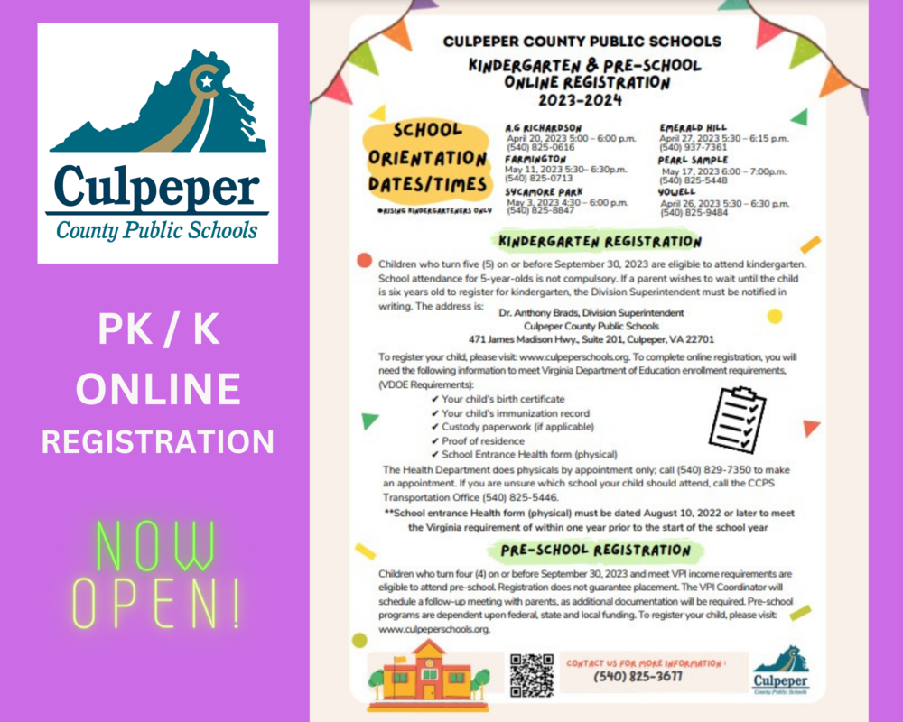 PK K registration now open with flyer