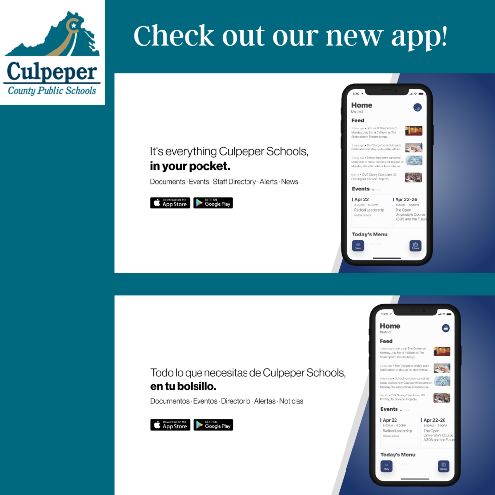 check out our new app, it's everything Culpeper Schools in your pocket