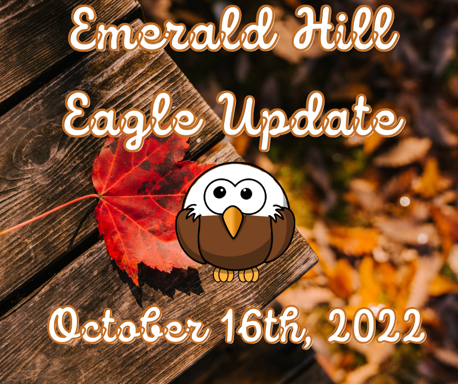 Emerald Hill Eagle Update logo with fall background