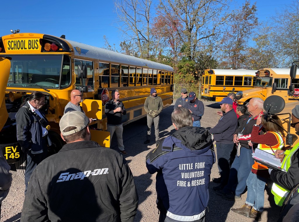 first responders being trained on electric bus