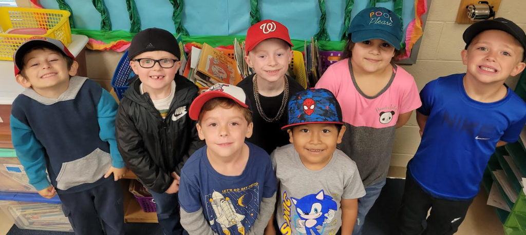 Our first graders in their fun hats!