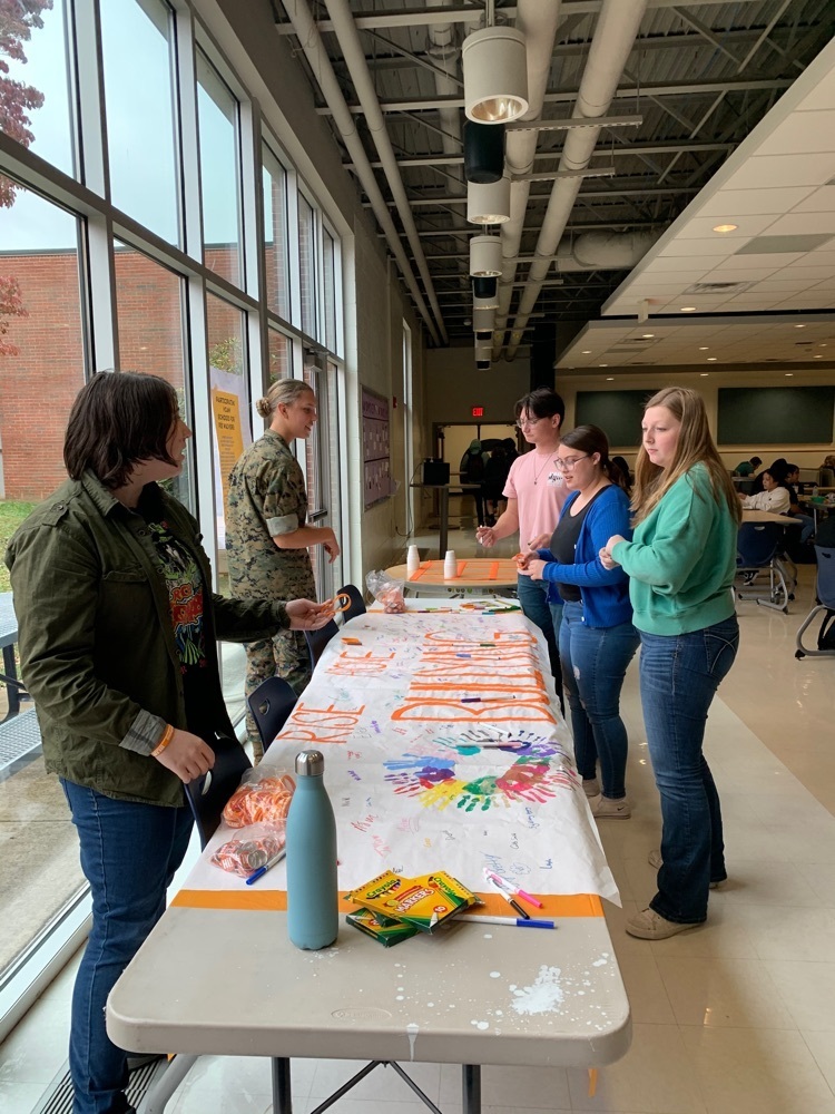 This past week Intro to Leadership students ran games at lunch and had students sign a pledge to Rise Above Bullying.  Students were given a wristband that says Blue Devils Band Against Bullying. #BDP #BetterEveryDay