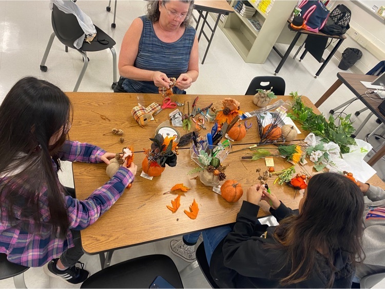 Mrs. Hibbard and the Girls Who Code took club time to make beautiful fall center pieces. #BDP #BetterEveryDay