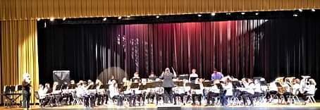 7th & 8th grade band during their performance of "Santa the Barbarian" by Randall Standridge