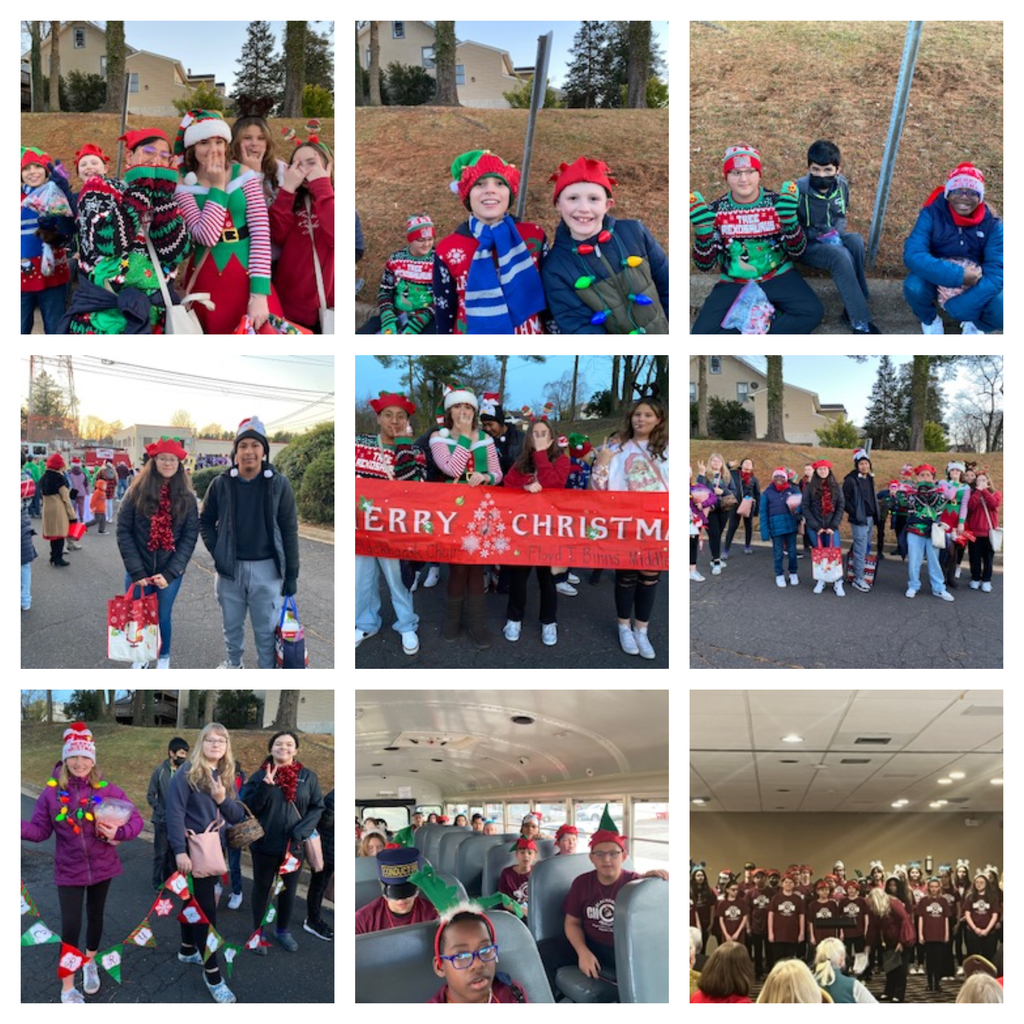 A collage of the choir FTB Winter Choir Concert  last Thursday. These are from the Culpeper Christmas Parade, Culpeper Retired Teachers Luncheon, and the School Board Performance. 