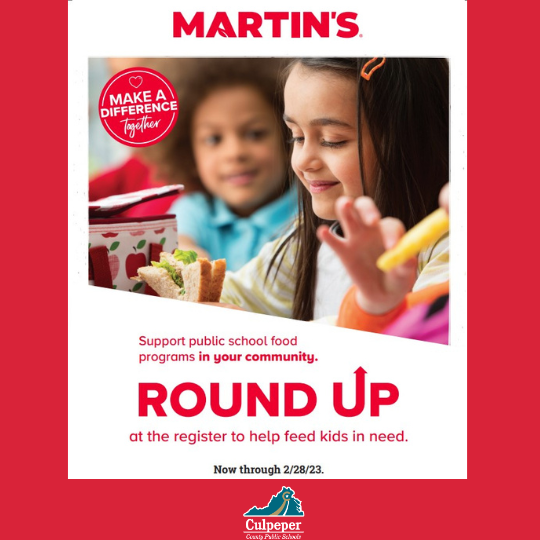 children eating with note to round up at the register