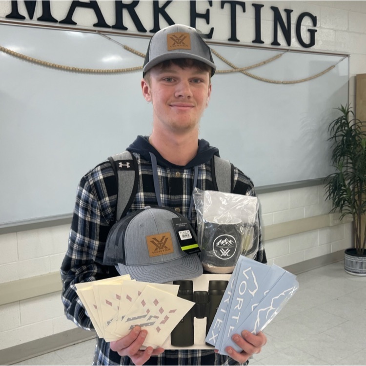 Gunnar Wharton, from Mrs. Tanner’s Business and Marketing class, was thrilled with the goodies he received today from @vortexoptics after sending them a professional business letter before winter break!  