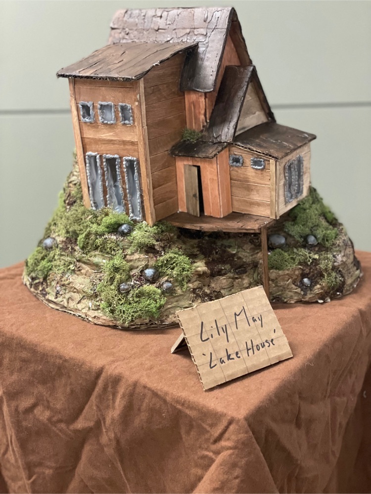 house art on brown display