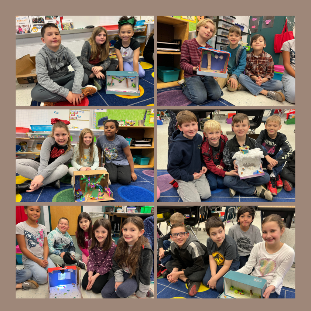 3rd graders with dioramas