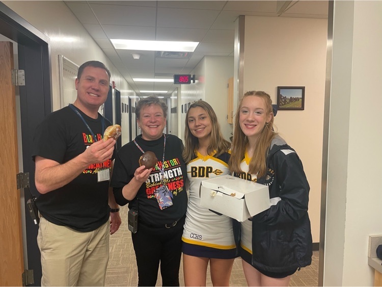 Thank you to our cheerleaders who celebrated National Random Act of Kindness Day by delivering doughnuts to Central Office, CMS, and to our staff! #BDP #ForksUp #BetterEveryDay
