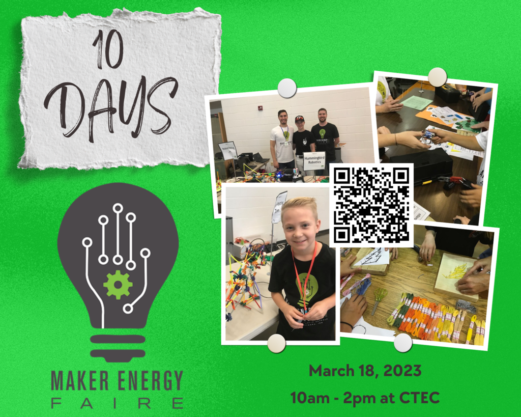 10 days until maker energy faire with QR code