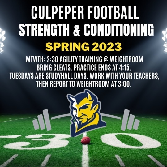 Football conditioning has begun. We hope to see you there. Nothing changes if nothing changes. Be the change. Be in the weight room.