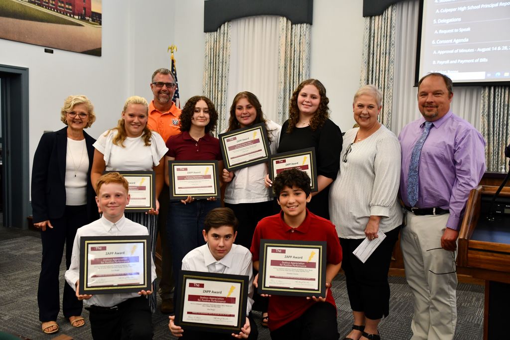 group of students with awards