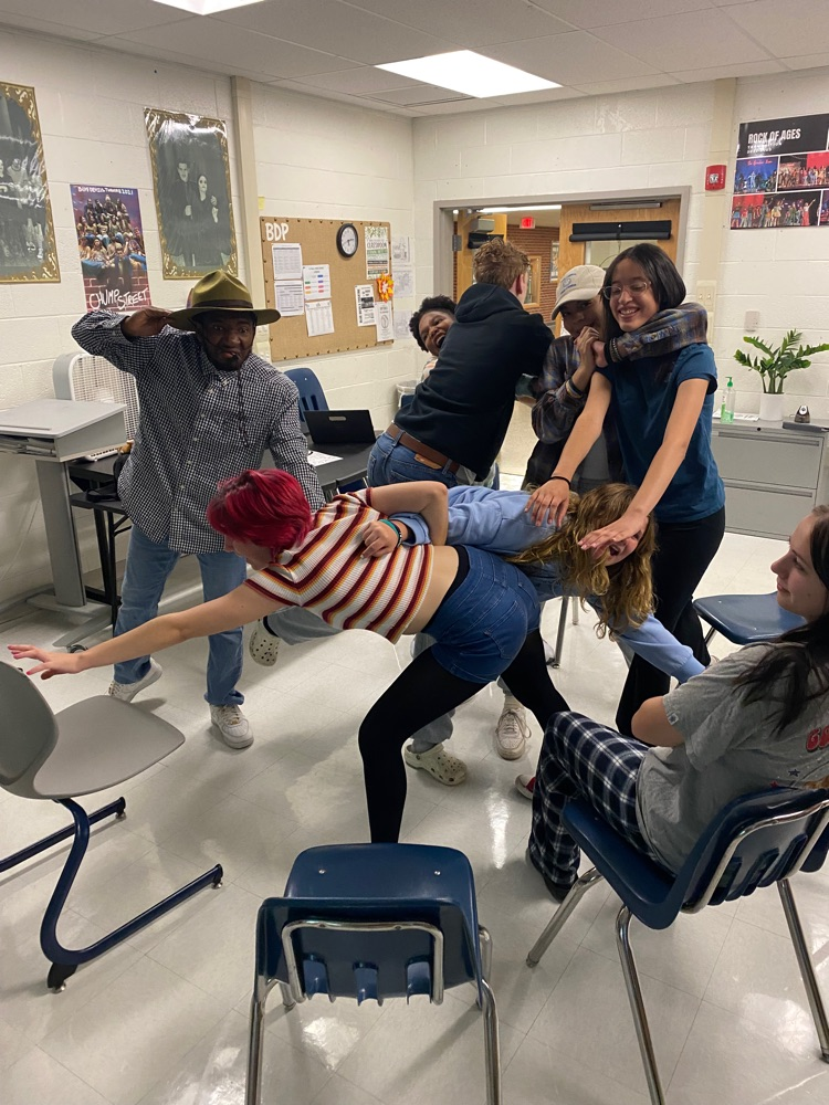 Mrs. Mitchell's 1st block acting class was full of energy learning about tableaus. This class has students excited to be at school. #BDP #BetterEveryDay #ForksUp